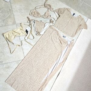 Kendall & Kylie Leopard Print Swim Set with Gold Accents